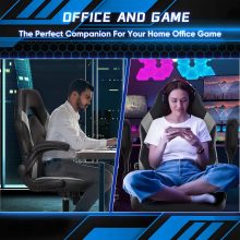 Computer Gaming Desk Chair, Big Tall Ergonomic Lumbar Support with Flip-up Armrest and 360 Degree Swivel Wheels, PU Leather Height Adjustable, for Home and Office, Grey - view 6 of 6 | NEWBULIG