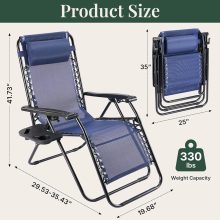 Zero Gravity Chairs Set of 2, Folding Lounge Recliner Chair - view 3 of 6 | NEWBULIG