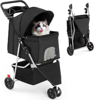 Foldable 3 Wheel Pet Stroller for Dogs and Cats | NEWBULIG