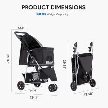 Foldable 3 Wheel Pet Stroller for Dogs and Cats - view 3 of 6 | NEWBULIG
