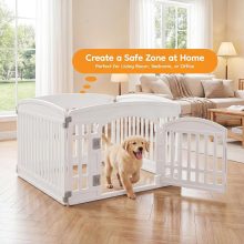 Dog Playpen 4-Panel, 24IN Puppy Playpen, Stable Dog Play Pen Indoors/Outdoor with Secure Locking Door, Plastic Pet Fence for Small & Medium Dogs - view 2 of 6 | NEWBULIG