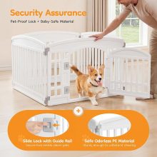 Dog Playpen 4-Panel, 24IN Puppy Playpen, Stable Dog Play Pen Indoors/Outdoor with Secure Locking Door, Plastic Pet Fence for Small & Medium Dogs - view 3 of 6 | NEWBULIG