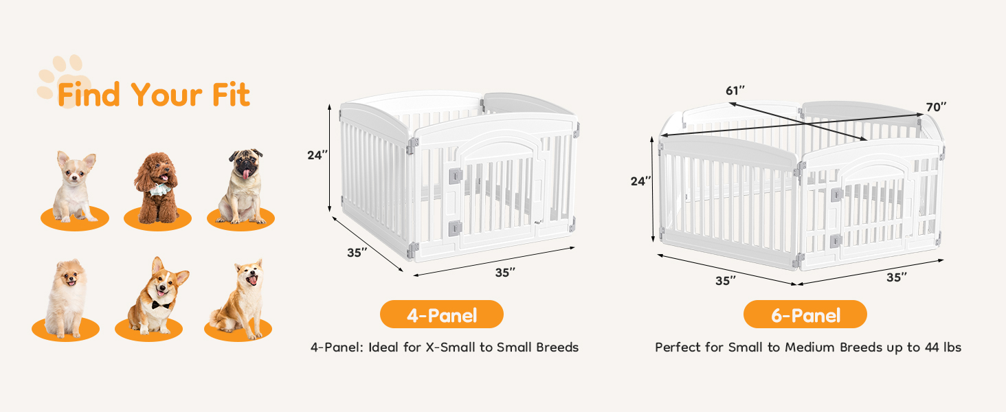 NEWBULIG Dog Playpen 4-Panel, 24IN Puppy Playpen, Stable Dog Play Pen Indoors/Outdoor with Secure Locking Door, Plastic Pet Fence for Small & Medium Dogs - NEWBULIG product detail