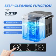 Ice Makers Countertop with Handle, Portable Ice Machine, 9 Bullet Ice Cubes in 6 Mins, 26lbs in 24Hrs, Auto-Cleaning, with Basket and Scoop, for Home, Kitchen, RV, Camping, Black - view 3 of 6 | NEWBULIG