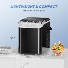 Ice Makers Countertop with Handle, Portable Ice Machine, 9 Bullet Ice Cubes in 6 Mins, 26lbs in 24Hrs, Auto-Cleaning, with Basket and Scoop, for Home, Kitchen, RV, Camping, Black - view 4 of 6 | NEWBULIG