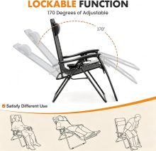 Zero Gravity Chairs Set of 2, Folding Lounge Recliner Chair - view 6 of 6 | NEWBULIG
