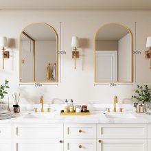 20X30 Inch Arched Bathroom Wall Mirror for Over Sink, Gold - view 2 of 6 | NEWBULIG