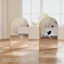 20X30 Inch Arched Bathroom Wall Mirror for Over Sink, Gold - view 5 of 6 | NEWBULIG
