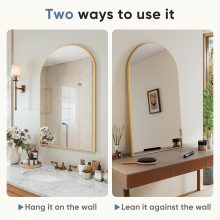 20X30 Inch Arched Bathroom Wall Mirror for Over Sink, Gold - view 6 of 6 | NEWBULIG