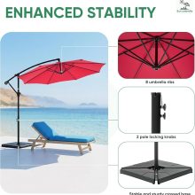 10FT Patio Umbrella, Cantilever Umbrella, UV Protection - view 4 of 6 | NEWBULIG