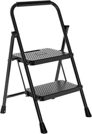 Two Step Ladder, Foldable Step Stool with Safety Lock | NEWBULIG