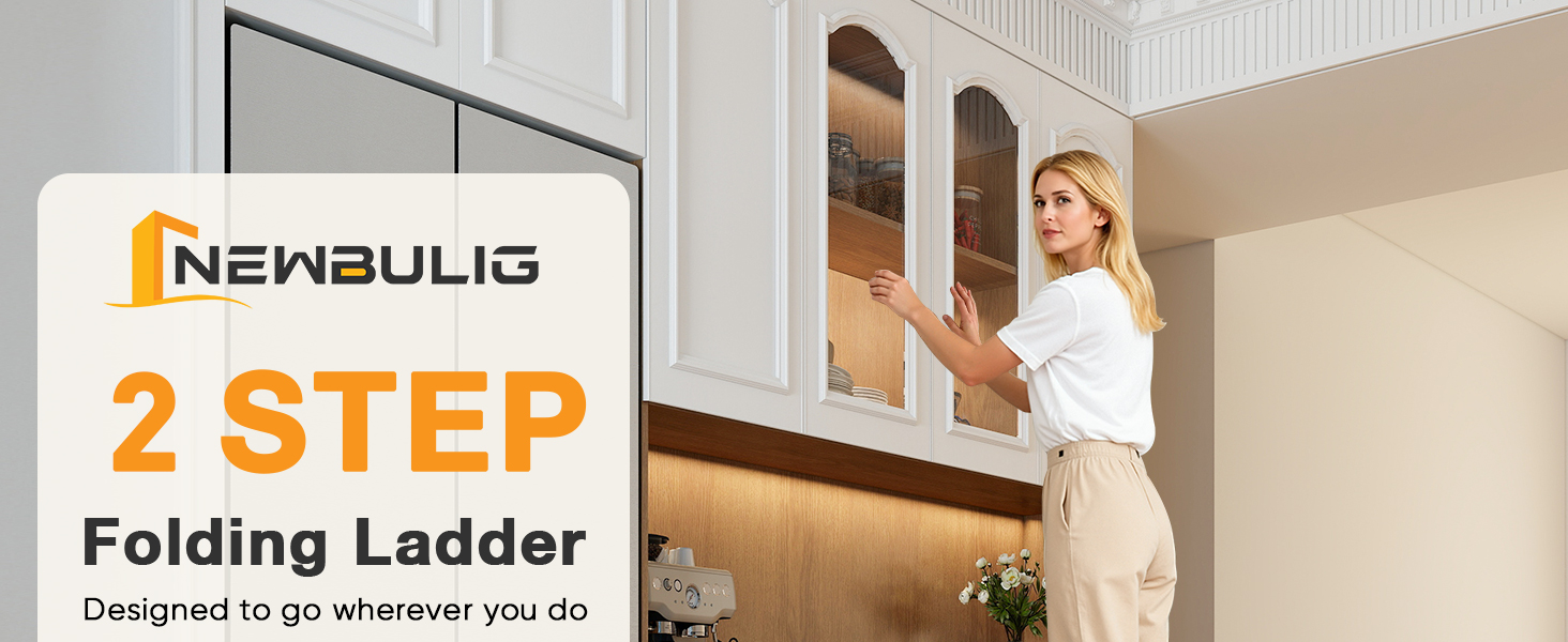 NEWBULIG Two Step Ladder, Foldable Step Stool with Safety Lock - NEWBULIG product detail