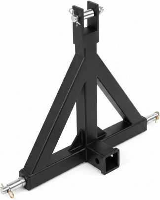 3-Point 2 Inch Receiver Trailer Hitch, Corrosion-Resistant Category 1 Tractor Hitch, Quick-Install Tractor Drawbar Adapter Compatible with NorTrac, BX, John Deere, Kubota, Black | NEWBULIG