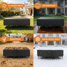 Patio Furniture Cover Waterproof 108L x 82W x 28H Inch, Black - view 3 of 6 | NEWBULIG