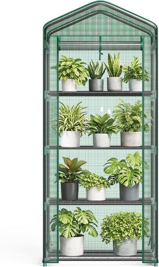 27x19x63 Inch Mini Greenhouse with Durable Zipper Door, 4 Tier | NEWBULIG