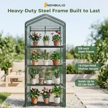 27x19x63 Inch Mini Greenhouse with Durable Zipper Door, 4 Tier - view 4 of 6 | NEWBULIG