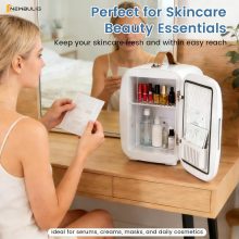 Mini Fridge for Bedroom, Office & Car, Portable 4L/4.23QT Mini Refrigerator for Skincare with Handle, Ultra-Quiet Energy-Saving Compact Cooler, 12V AC/DC - view 2 of 6 | NEWBULIG