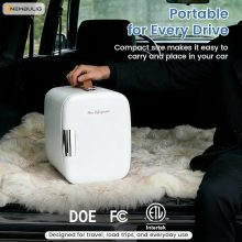 Mini Fridge for Bedroom, Office & Car, Portable 4L/4.23QT Mini Refrigerator for Skincare with Handle, Ultra-Quiet Energy-Saving Compact Cooler, 12V AC/DC - view 4 of 6 | NEWBULIG