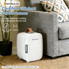 Mini Fridge for Bedroom, Office & Car, Portable 4L/4.23QT Mini Refrigerator for Skincare with Handle, Ultra-Quiet Energy-Saving Compact Cooler, 12V AC/DC - view 6 of 6 | NEWBULIG