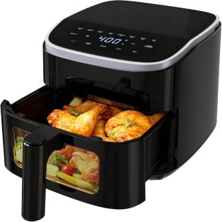 Air Fryer, 4QT Airfryer 8 Presets, Viewing Window, Nonstick Basket | NEWBULIG