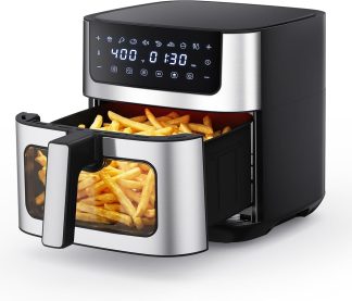 Air Fryer 6.34QT Airfryer with Visible Window, Stainless Steel | NEWBULIG
