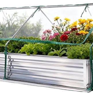 Galvanized Raised Garden Bed with Cover, 8x4x1ft, Clear | NEWBULIG