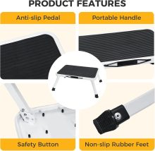 Foldable Step Stool, 330lbs Reinforced Sturdy Metal - view 2 of 6 | NEWBULIG