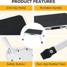 Foldable Step Stool, 330lbs Reinforced Sturdy Metal - view 2 of 6 | NEWBULIG
