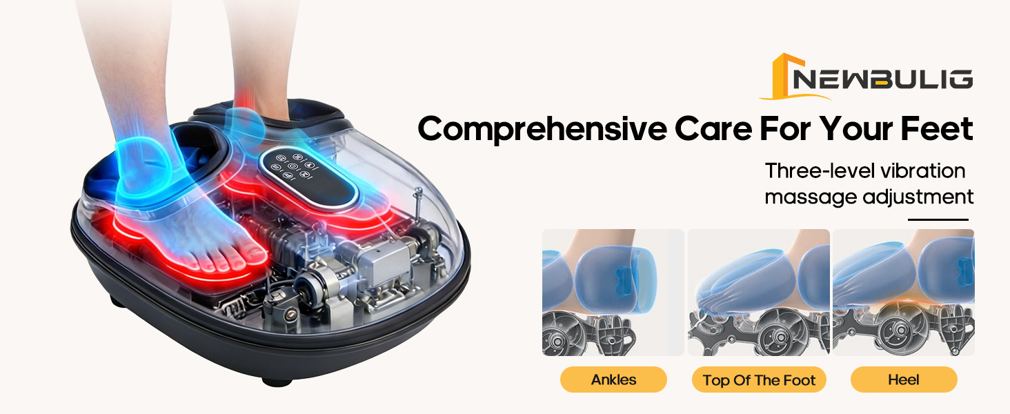 NEWBULIG Foot Massager Machine with Heat, Air Compression and Deep Kneading, 6 Modes Shiatsu Foot Massager for Muscle Relief, Gifts for Women, Men and Parents - NEWBULIG product detail