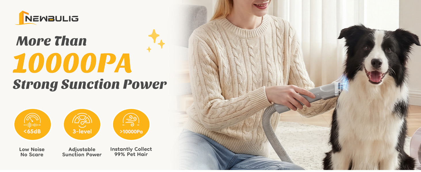 NEWBULIG Pet Grooming Vacuum Kit for Cats and Dogs, 2.5L Dust Cup - NEWBULIG product detail