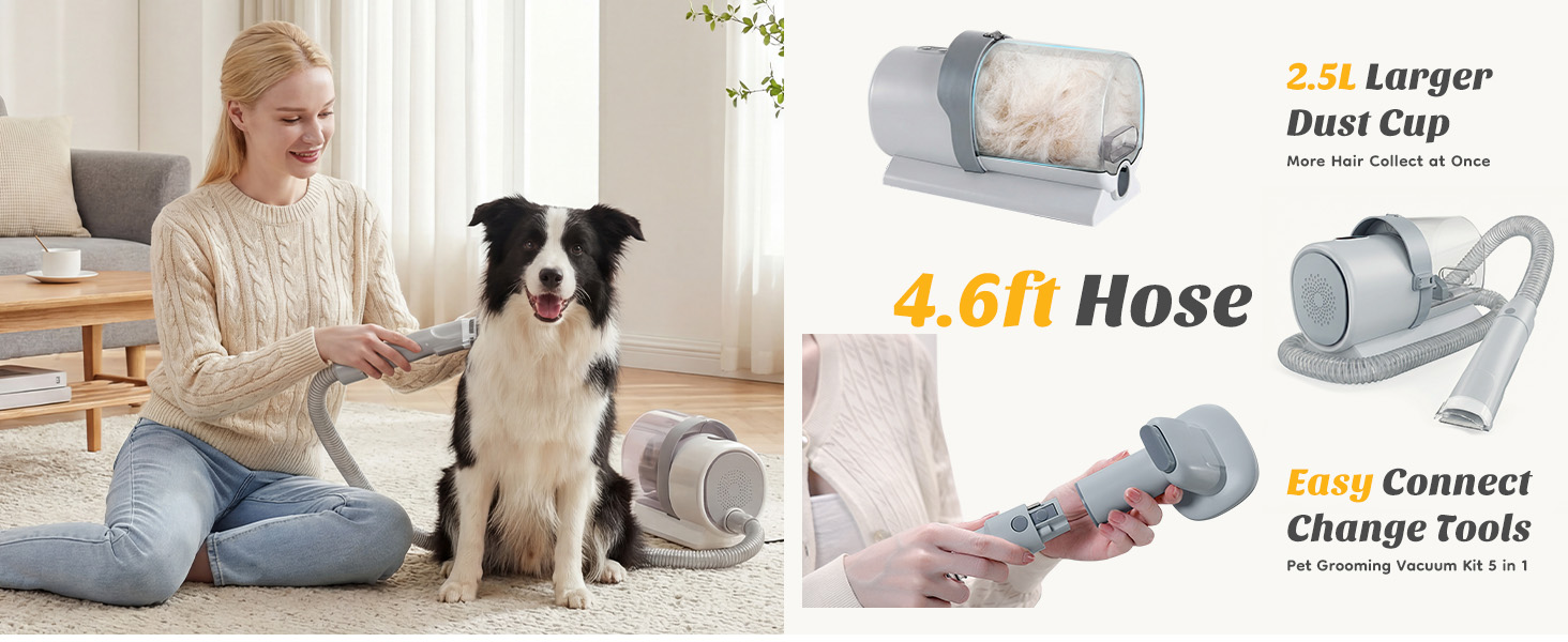 NEWBULIG Pet Grooming Vacuum Kit for Cats and Dogs, 2.5L Dust Cup - NEWBULIG product detail