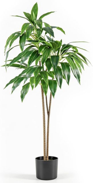 51 in Artificial Dracaena with Real Touch Leaves and Multi Tonal Trunks, Large Indoor Silk Plant with Pot, Large Fake Trees Maintenance Free for Living Room and Home Office Deco | NEWBULIG