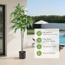 51 in Artificial Dracaena with Real Touch Leaves and Multi Tonal Trunks, Large Indoor Silk Plant with Pot, Large Fake Trees Maintenance Free for Living Room and Home Office Deco - view 5 of 6 | NEWBULIG