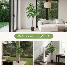 51 in Artificial Dracaena with Real Touch Leaves and Multi Tonal Trunks, Large Indoor Silk Plant with Pot, Large Fake Trees Maintenance Free for Living Room and Home Office Deco - view 6 of 6 | NEWBULIG