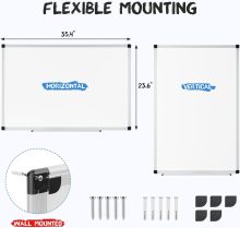 White Board, 36 x 24 Inch Magnetic Dry Erase Board for Wall with 1 Dry Eraser & 2 Multi-Color Markers & 4 Magnetic Pins, Silver Aluminum Frame for Office, Home, School, White - view 5 of 6 | NEWBULIG