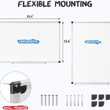 White Board, 36 x 24 Inch Magnetic Dry Erase Board for Wall with 1 Dry Eraser & 2 Multi-Color Markers & 4 Magnetic Pins, Silver Aluminum Frame for Office, Home, School, White - view 5 of 6 | NEWBULIG