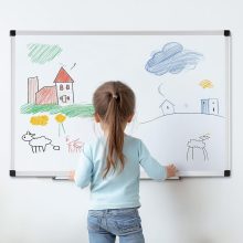 White Board, 36 x 24 Inch Magnetic Dry Erase Board for Wall with 1 Dry Eraser & 2 Multi-Color Markers & 4 Magnetic Pins, Silver Aluminum Frame for Office, Home, School, White - view 6 of 6 | NEWBULIG