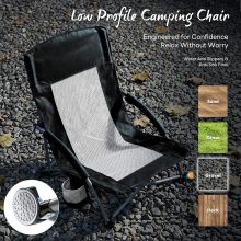 Folding Camping Beach Chair for Adults, Low Profile Lawn Chair with Cup Holders & Carry Bag, Extra Wide Seat and High Back, Portable for Beach, Outdoors, Travel & Concerts, Black - view 4 of 6 | NEWBULIG