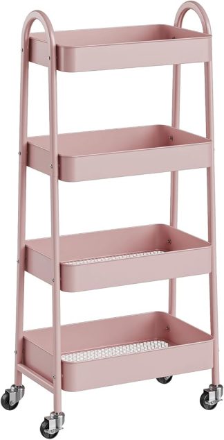 4-Tier Metal Rolling Storage Utility Cart with Lockable Wheels | NEWBULIG