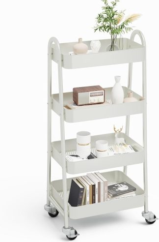4-Tier Metal Rolling Storage Utility Cart with Lockable Wheels | NEWBULIG