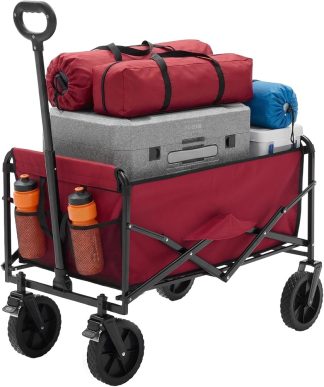 Double Decker Foldable Wagon Cart Heavy Duty, 440lbs, Blue | NEWBULIG