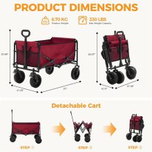 Double Decker Foldable Wagon Cart Heavy Duty, 440lbs, Blue - view 2 of 6 | NEWBULIG