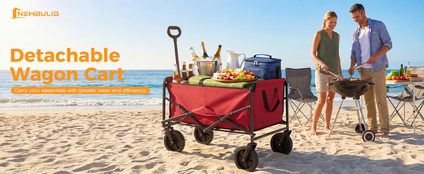 NEWBULIG Double Decker Foldable Wagon Cart Heavy Duty, 440lbs, Blue - NEWBULIG product detail