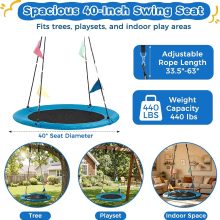 40 Inch Saucer Tree Swing, 440 lbs Cap, Kids Adults, Blue - view 3 of 6 | NEWBULIG