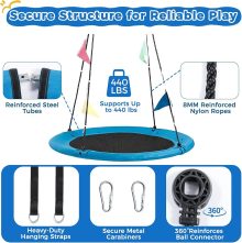 40 Inch Saucer Tree Swing, 440 lbs Cap, Kids Adults, Blue - view 4 of 6 | NEWBULIG