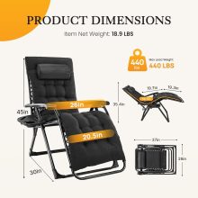 Zero Gravity Chair, Folding Patio Recliner with Cup Holder Trays - view 3 of 6 | NEWBULIG