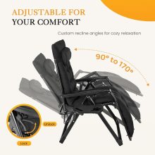 Zero Gravity Chair, Folding Patio Recliner with Cup Holder Trays - view 4 of 6 | NEWBULIG