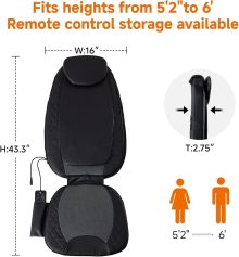 Massage Chair Pad with Heat, Back Massager Seat Cushion - view 5 of 6 | NEWBULIG