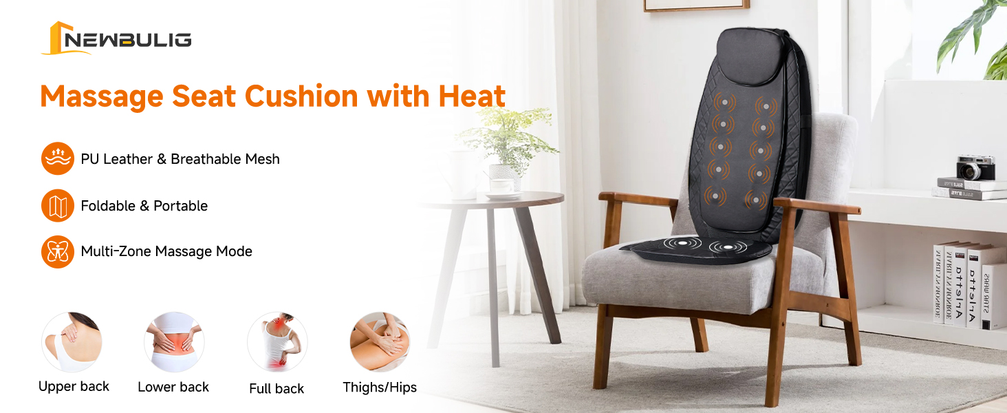 NEWBULIG Massage Chair Pad with Heat, Back Massager Seat Cushion - NEWBULIG product detail
