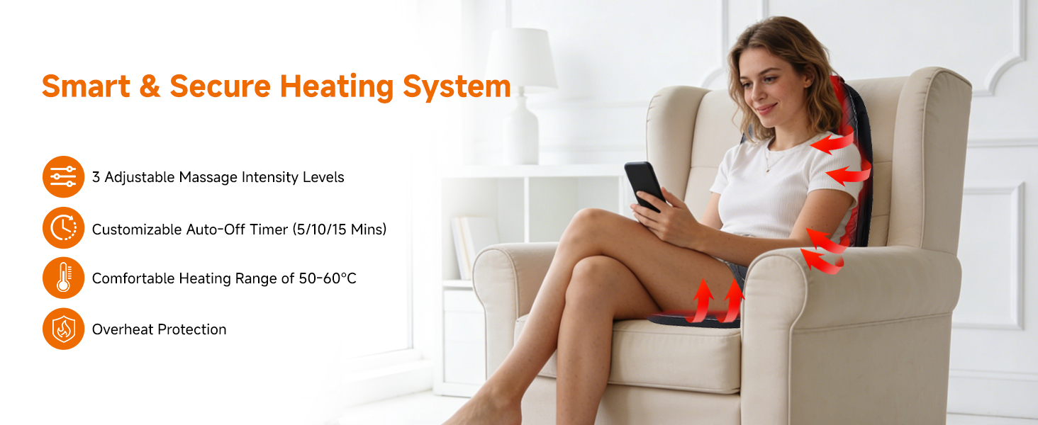 NEWBULIG Massage Chair Pad with Heat, Back Massager Seat Cushion - NEWBULIG product detail
